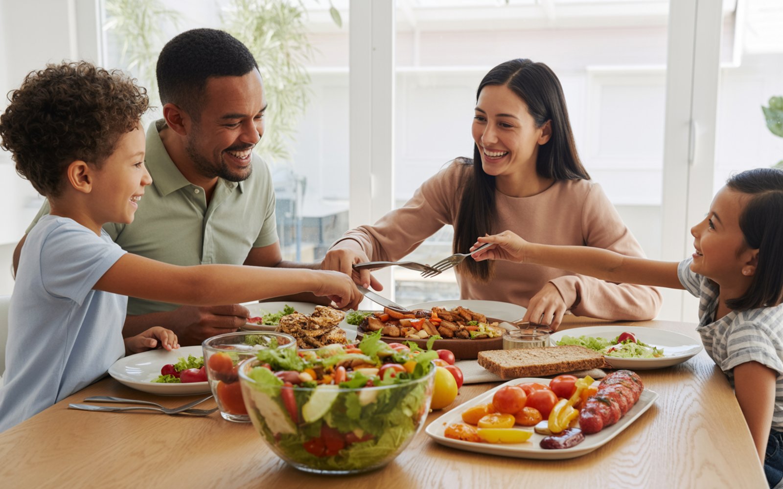 Family sharing a healthy meal
